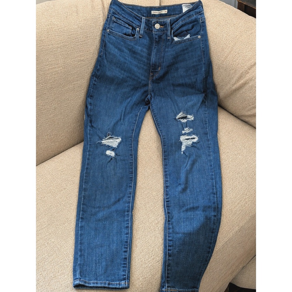 Levi's Women's 721 High Rise Skinny Jeans, Distressed, Blue, 28 (US 6) M